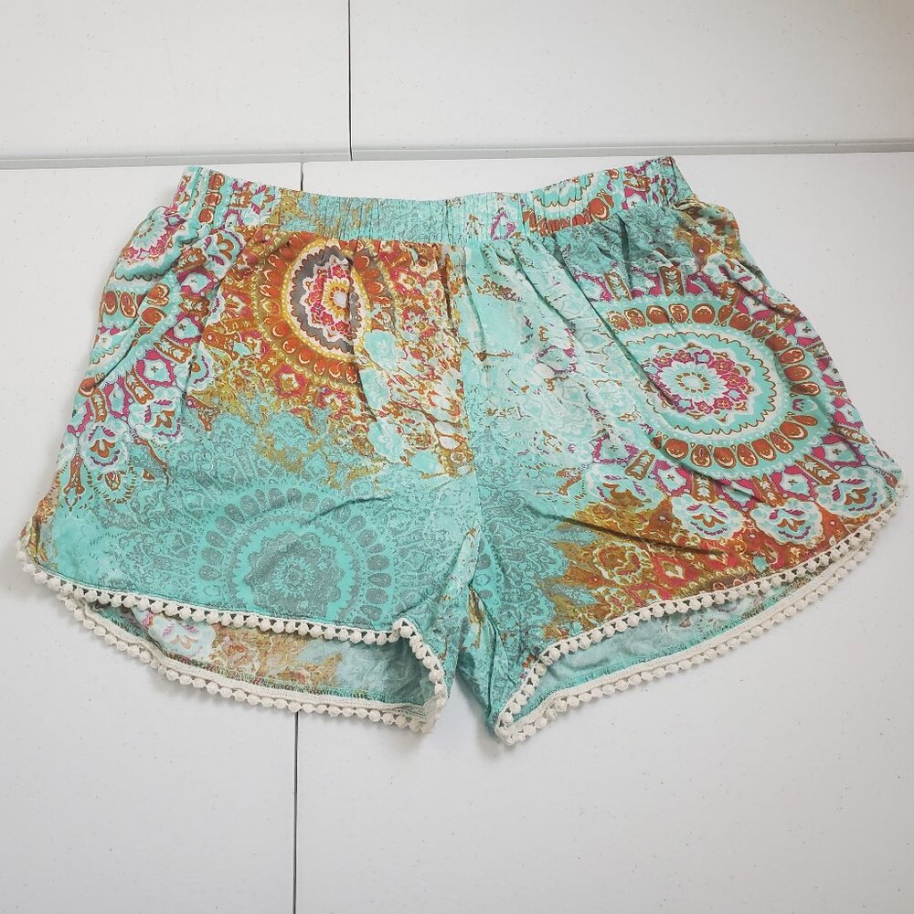 Mossimo Supply Co. Boho Shorts Lace Detail Turquoise Multicolor Women's Size M